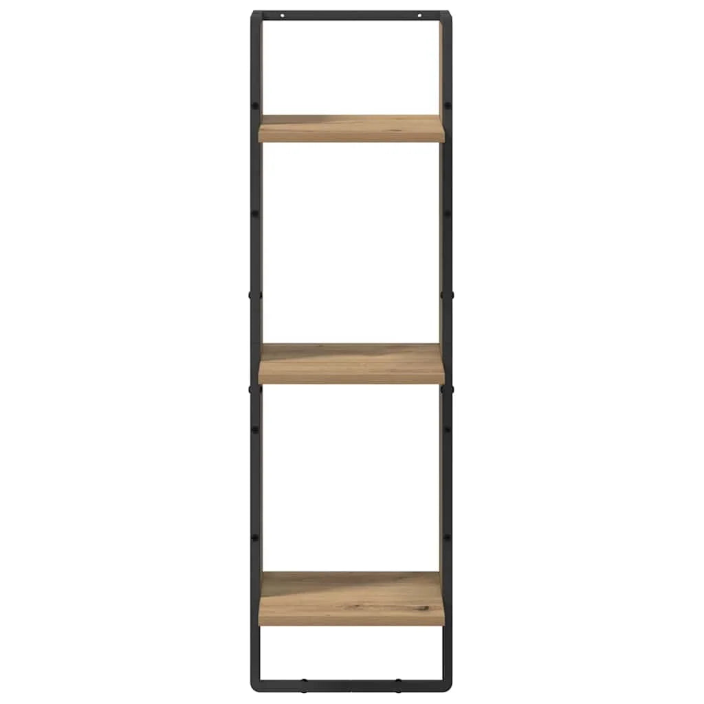 3-Tier Wood & Metal Wall Shelf