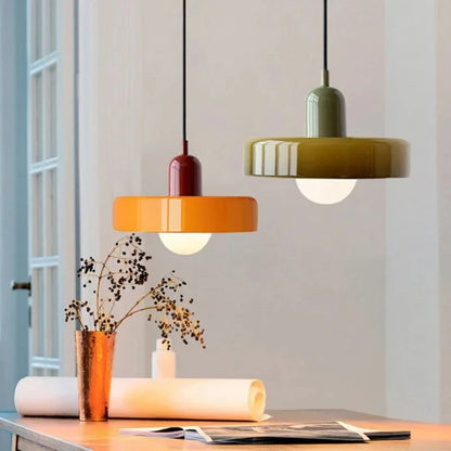 Retro Bauhaus Glass Disc Pendant Light