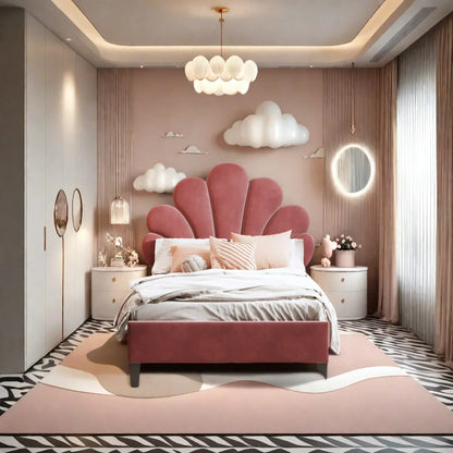 Flower Design Velvet Bed