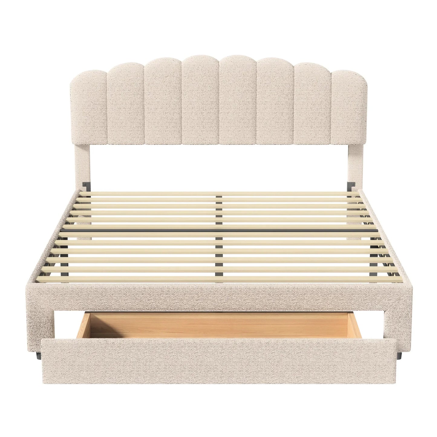 Velvet Bed with Storage & USB Ports