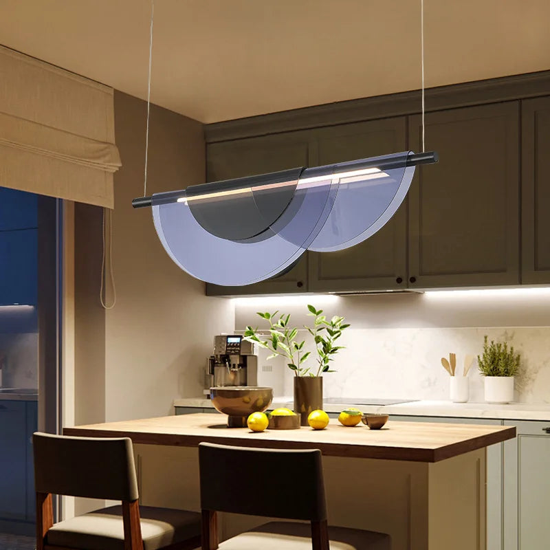 Macaron-Style Amber and Blue Acrylic Pendant Light