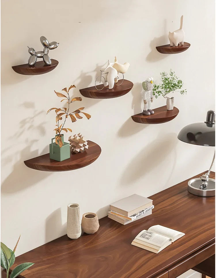 Half-Circle Solid Wood Wall Shelf