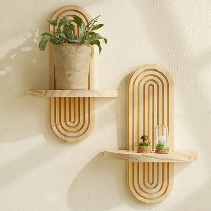 Geometric Wood Wall Shelves