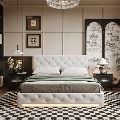 Ottoman Storage Bed with 3-Side LED