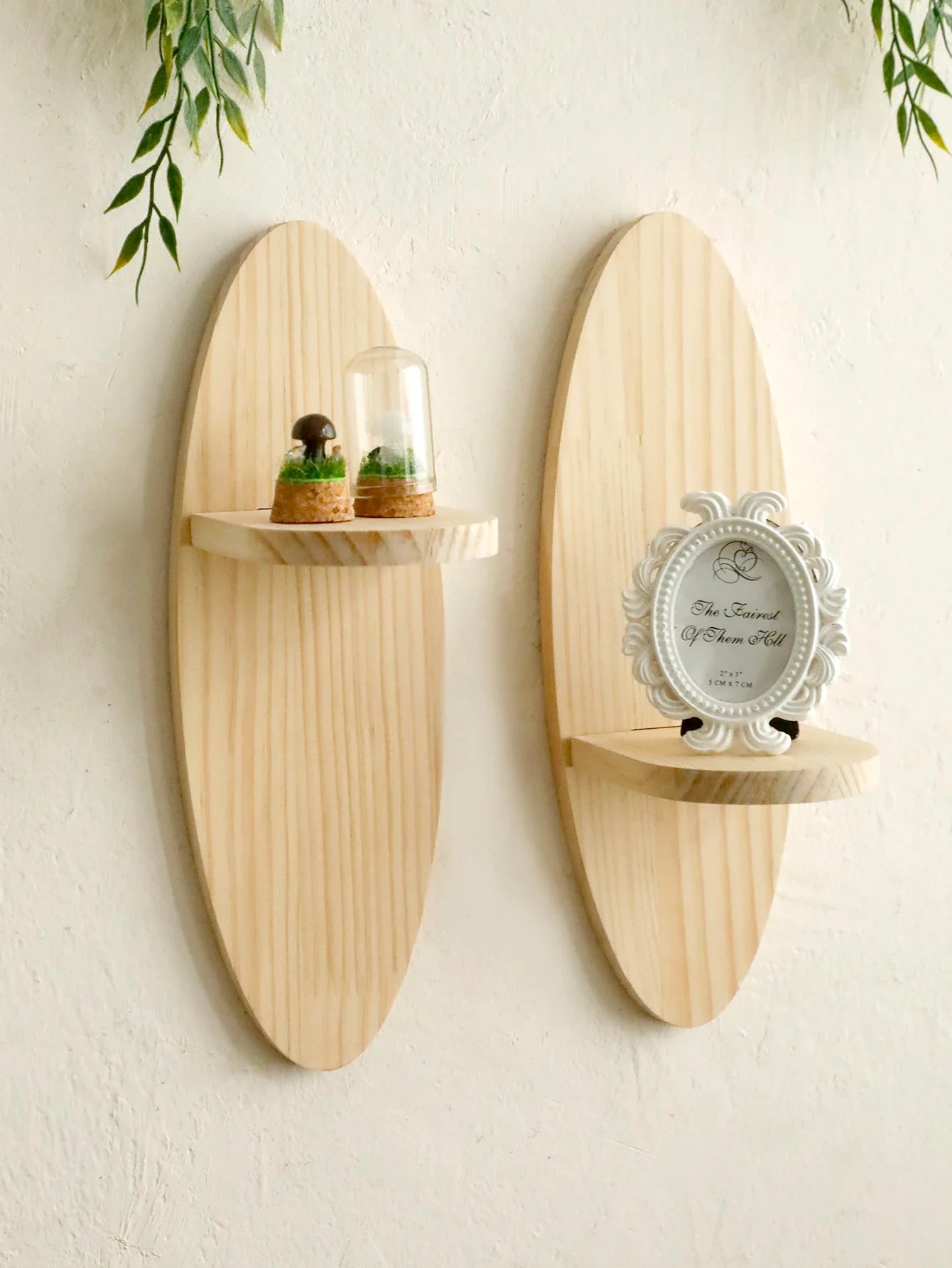 Bohemian Rustic Oval Wood Wall Shelf