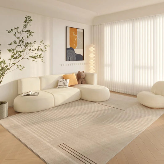 Beige Striped Minimalist Rug
