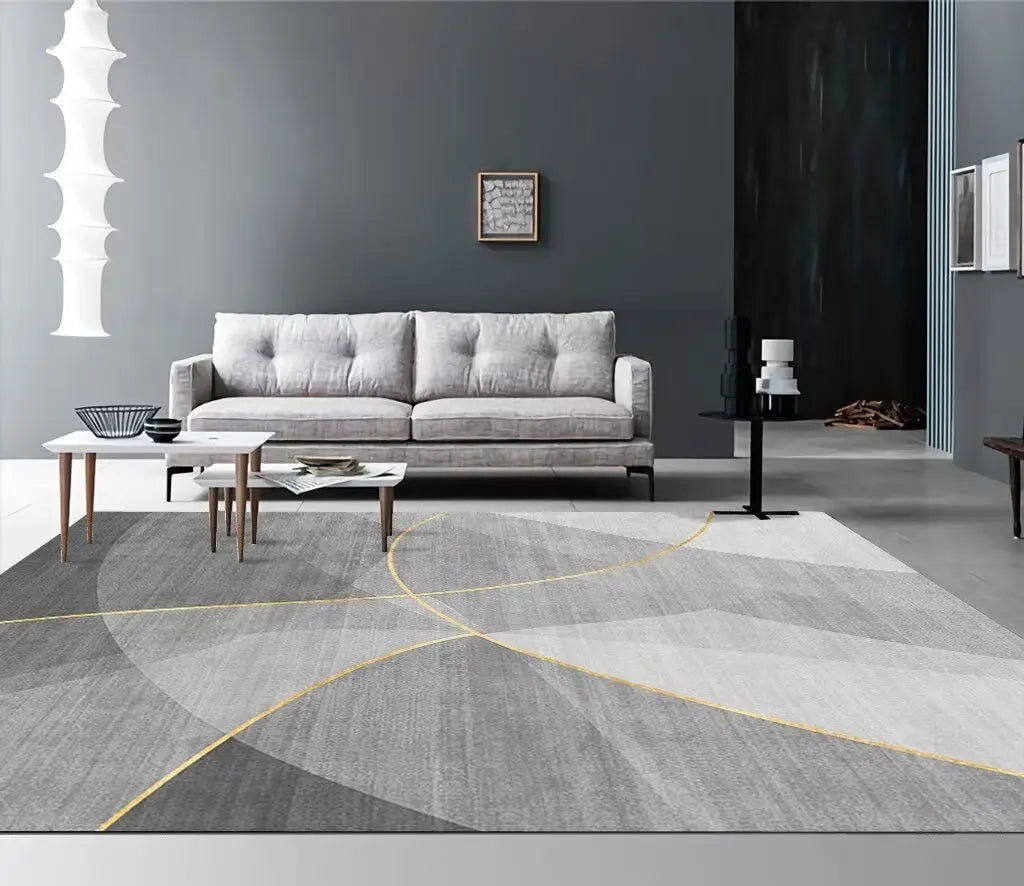 Gray and Gold Fan Rug