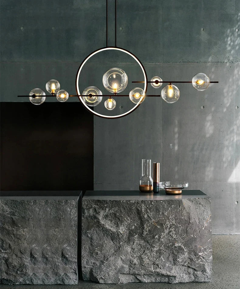 Postmodern-Style Glass Bubble Cluster Chandelier