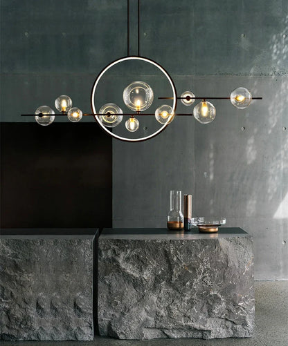 Postmodern-Style Glass Bubble Cluster Chandelier