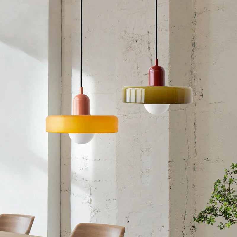 Retro Bauhaus Glass Disc Pendant Light