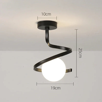 Nordic-Style Spiral Glass Ball Ceiling Light