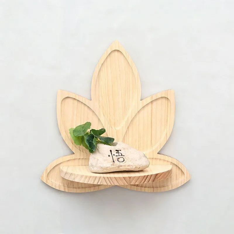 Post-Modern Lotus Flower Wood Wall Shelf