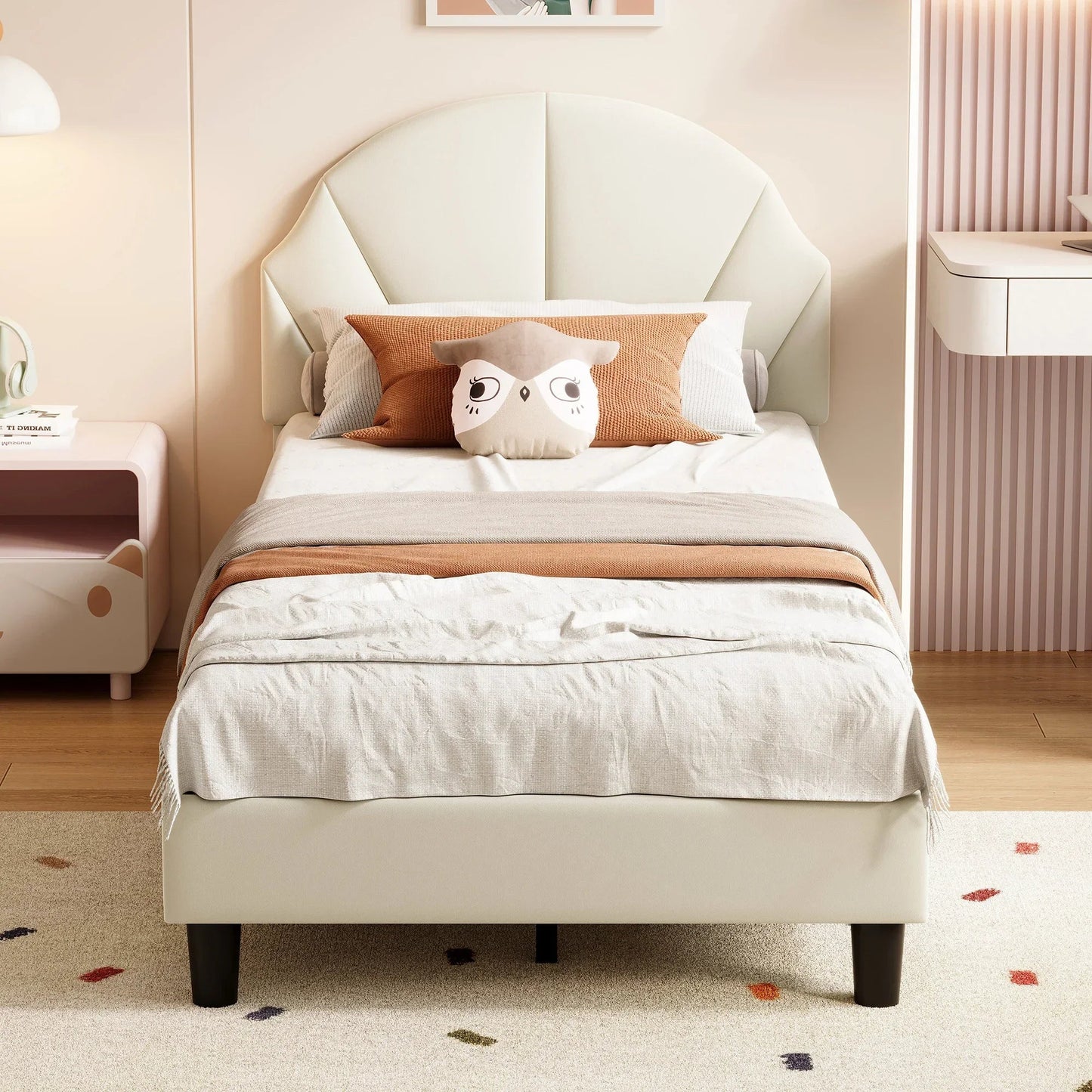 Single Velvet Bed with Flower Design