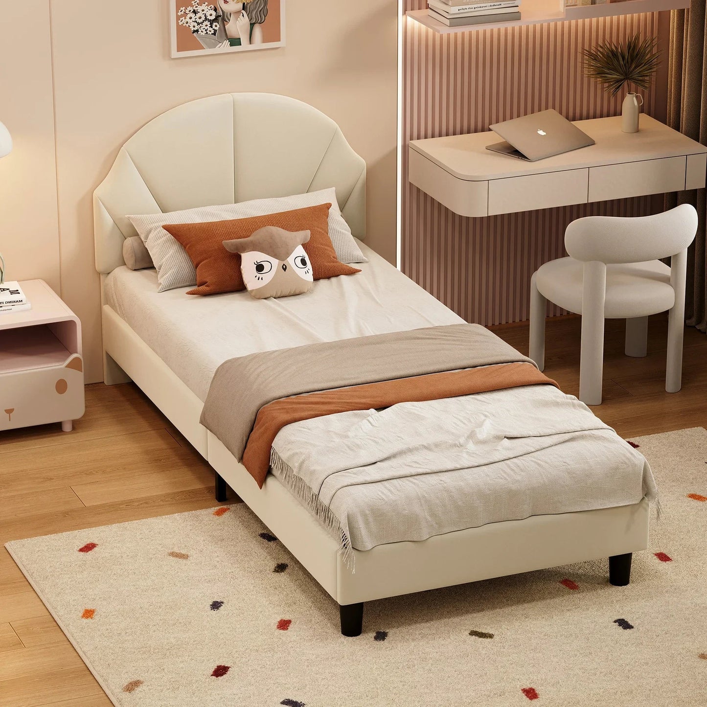 Single Velvet Bed with Flower Design