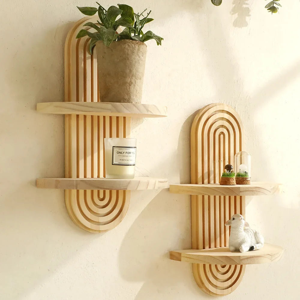 Geometric Wood Wall Shelves