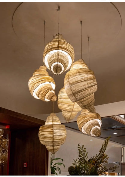 Nordic-Style Fabric Crescent Pendant Light