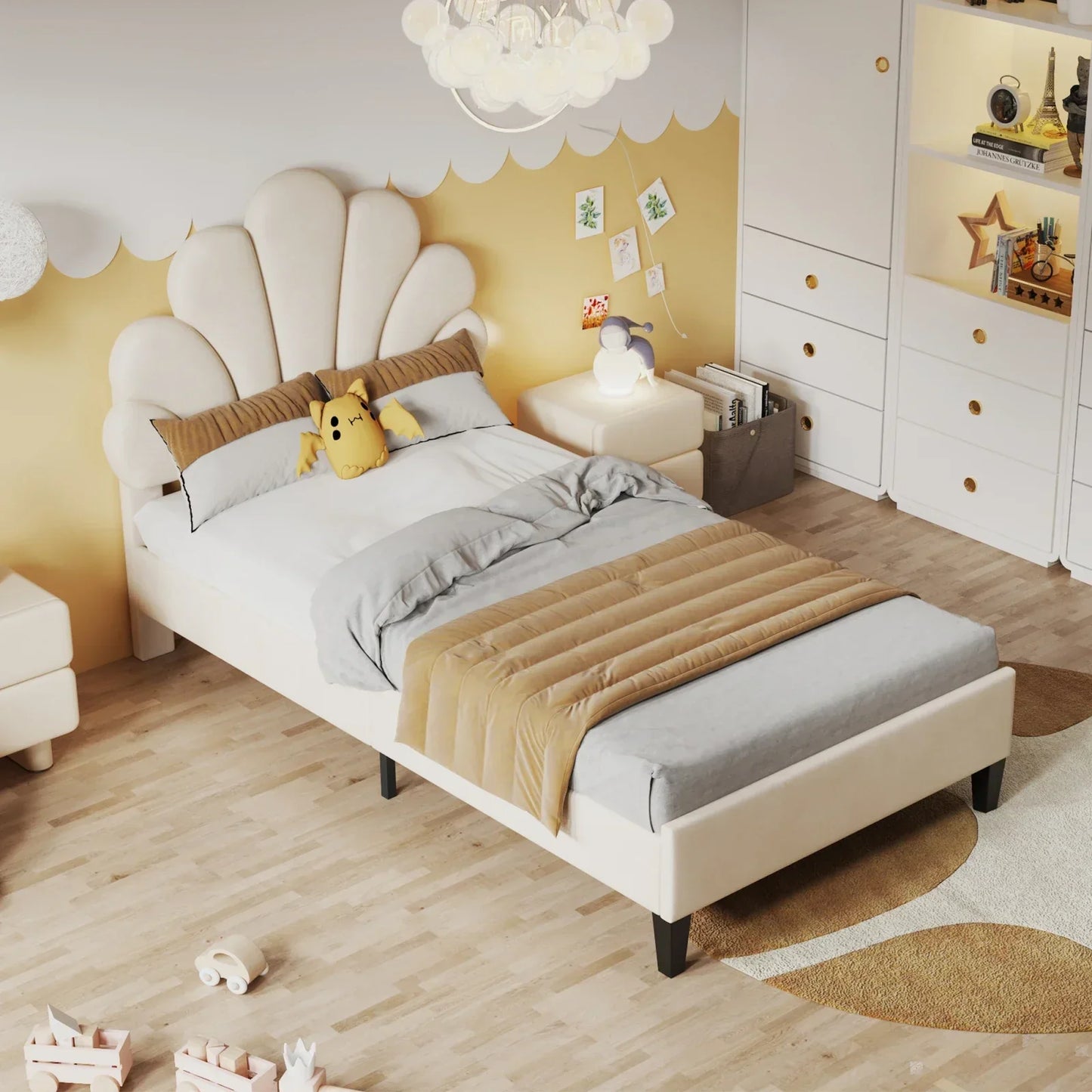Flower Design Velvet Bed