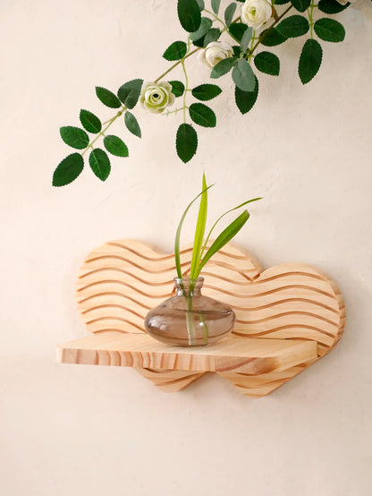 Wavy-Pattern Wood Heart Wall Shelf