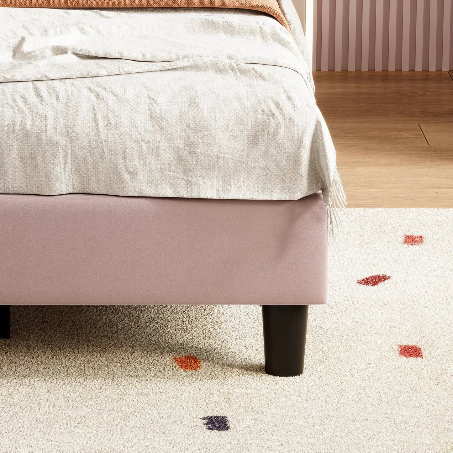 Single Velvet Bed with Flower Design