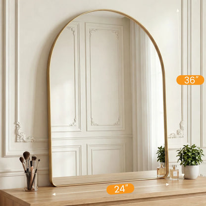 Ribbed Metal Arched Wall Mirror