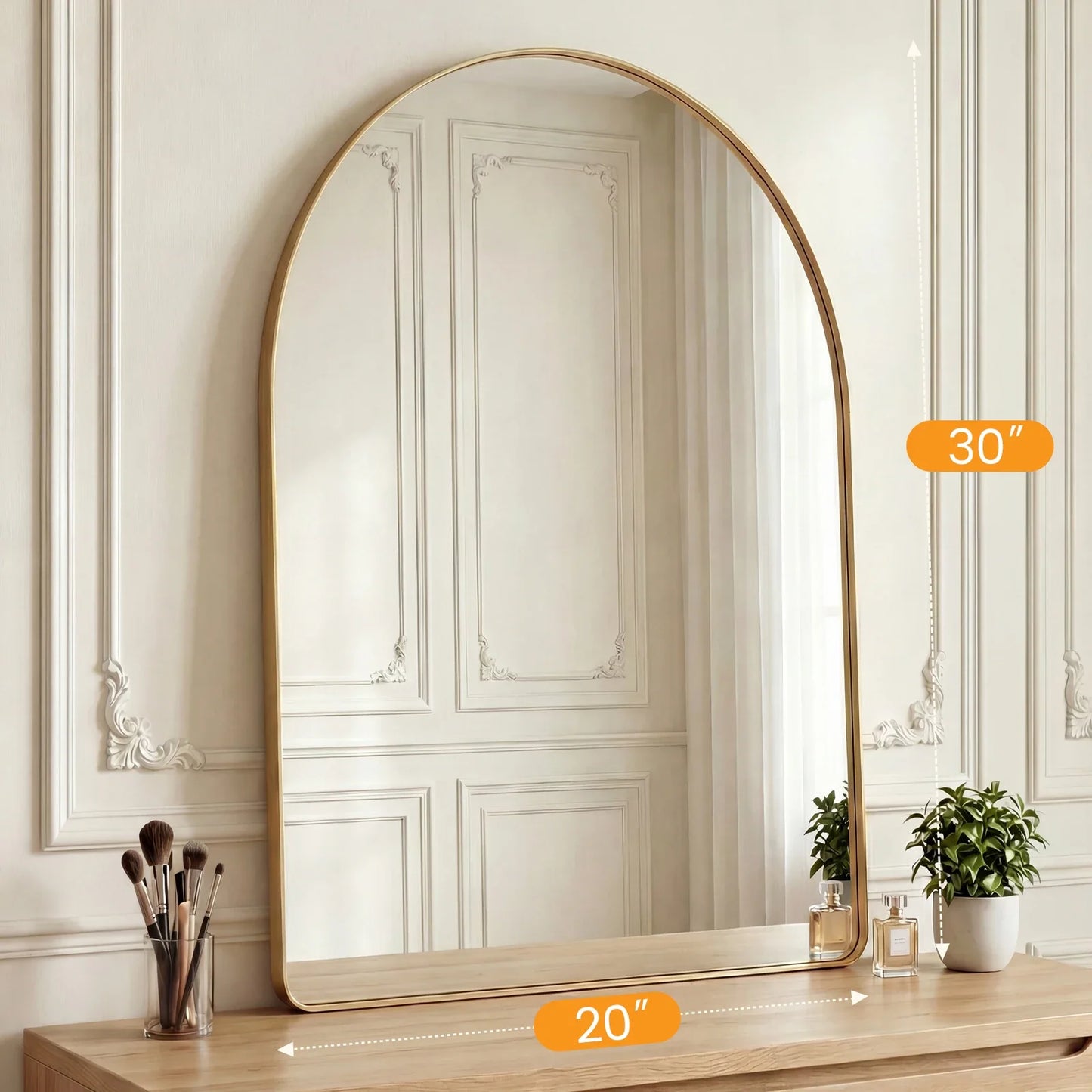 Ribbed Metal Arched Wall Mirror