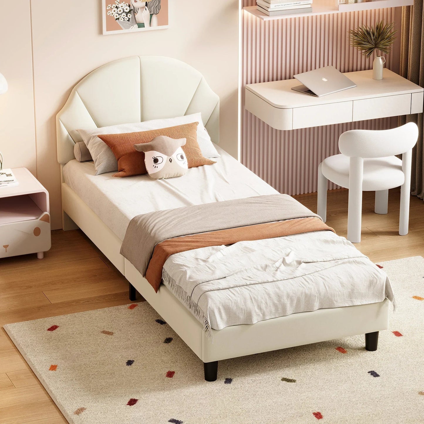 Single Velvet Bed with Flower Design
