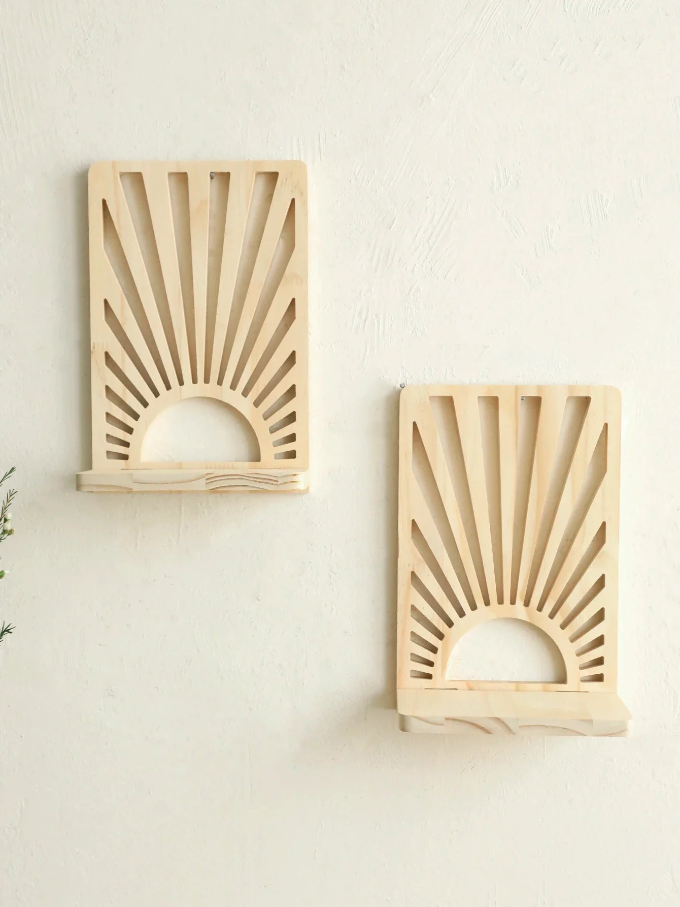 Bohemian Sunburst Natural Wood Wall Shelf