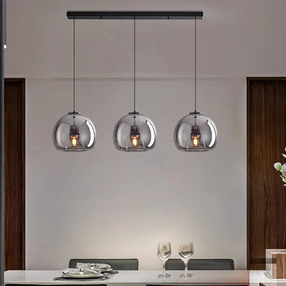 Modular Blown Glass Globe Pendant Light