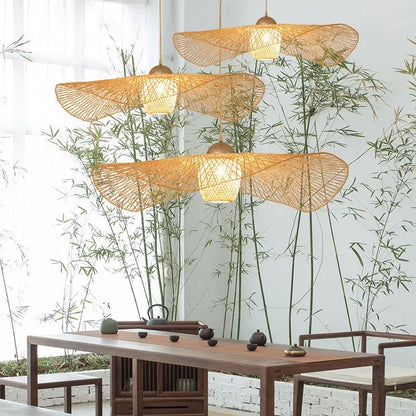 Japanese-Style Woven Bamboo Pendant Light