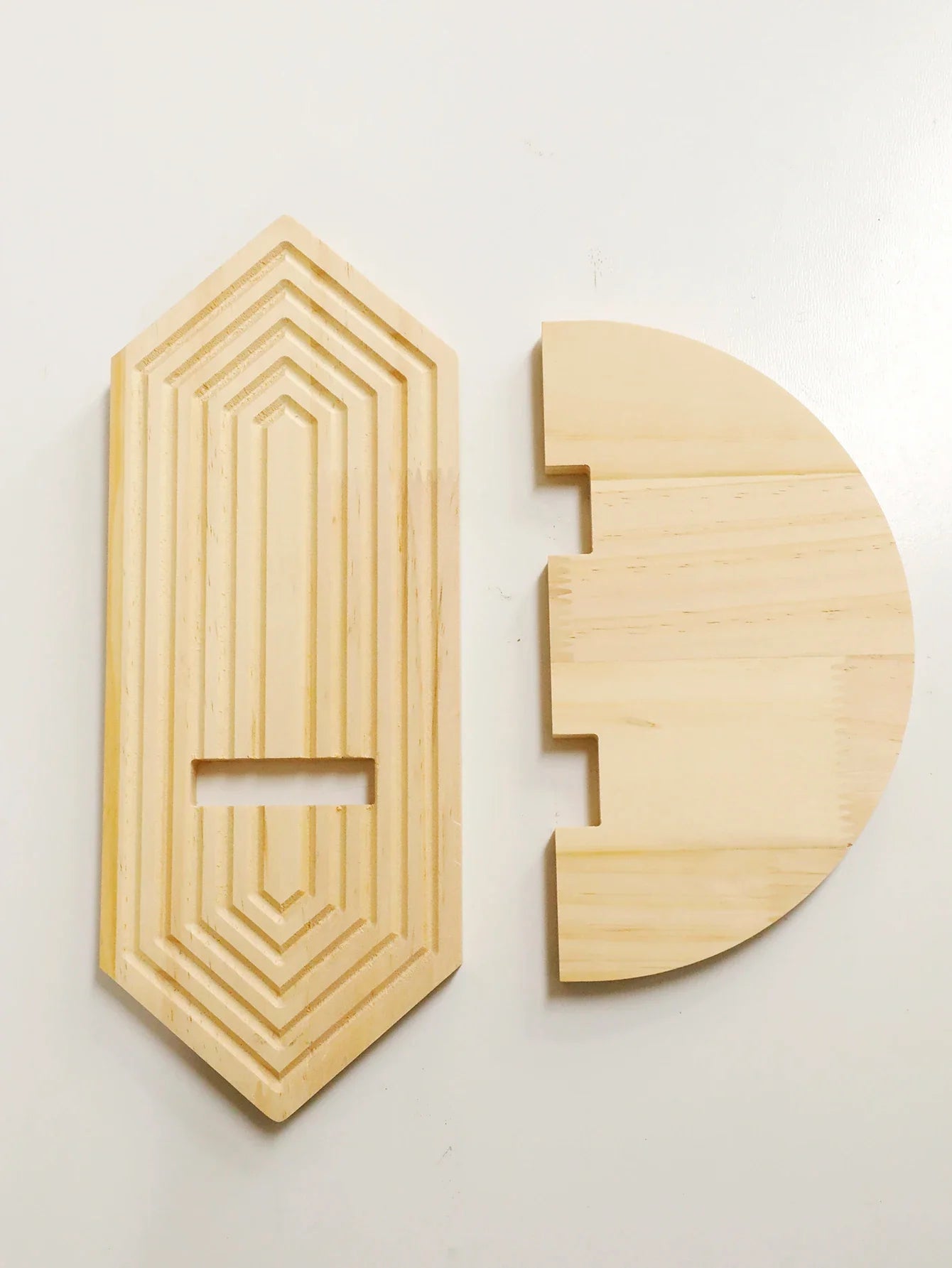 Bohemian Geometric Natural Wood Wall Shelves