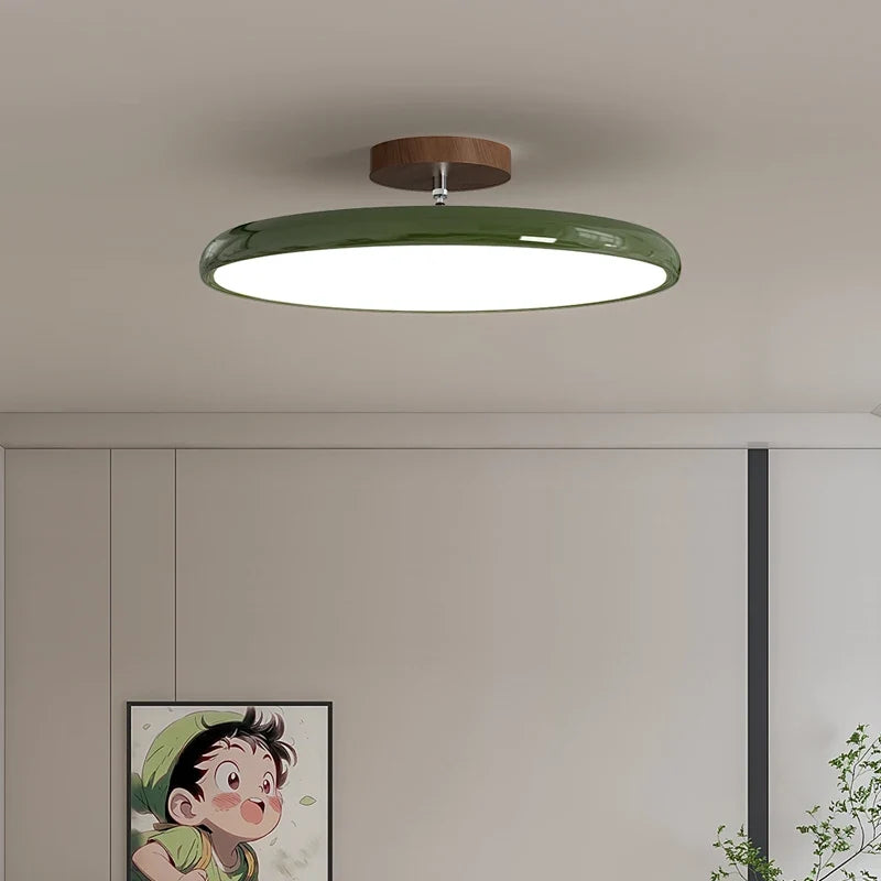 Retro Round Wood Ceiling Light