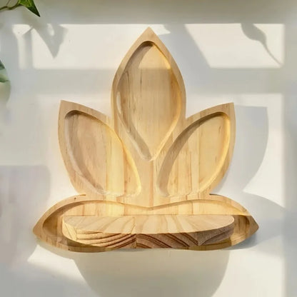 Post-Modern Lotus Flower Wood Wall Shelf