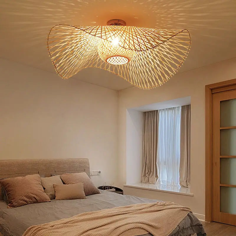 Japanese-Style Woven Bamboo Pendant Light