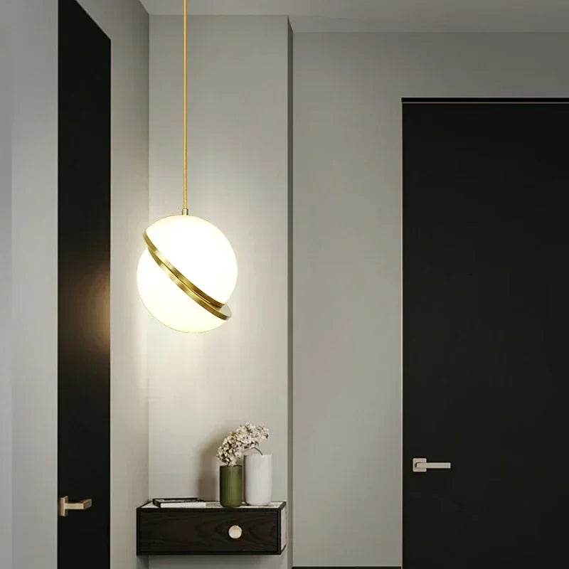 Nordic-Style Spherical Copper Pendant Light