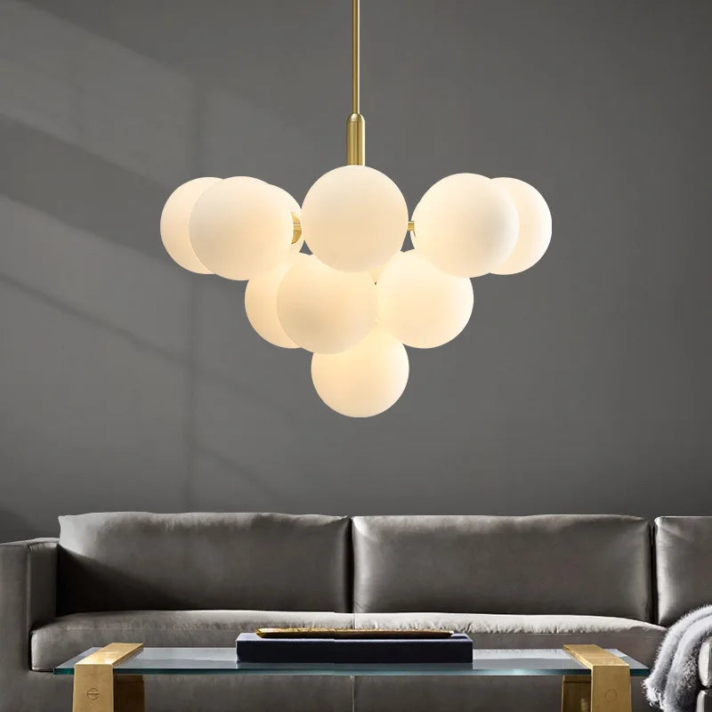 Nordic-Style Cascading Glass Globe Chandelier