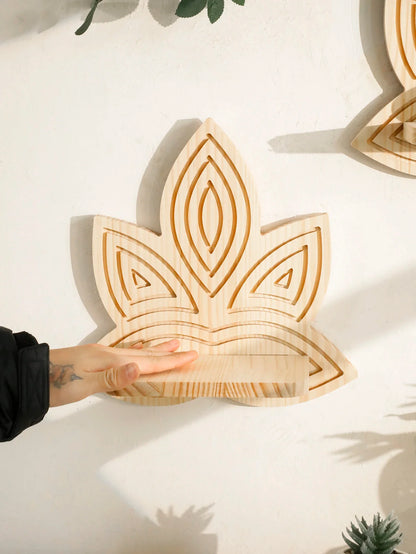 Lotus Floating Wood Wall Shelves