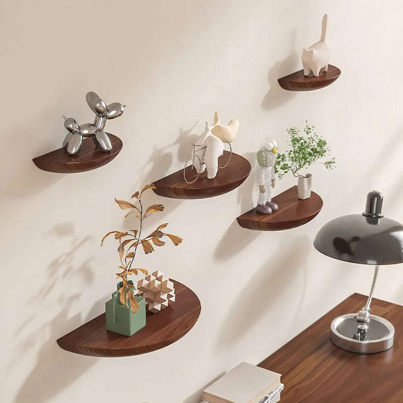 Half-Circle Solid Wood Wall Shelf