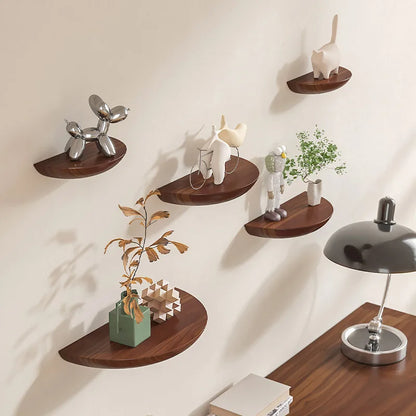 Half-Circle Solid Wood Wall Shelf