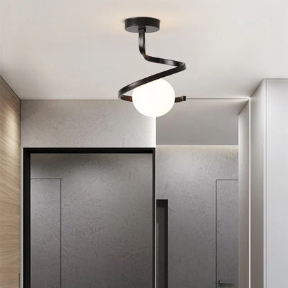 Nordic-Style Spiral Glass Ball Ceiling Light