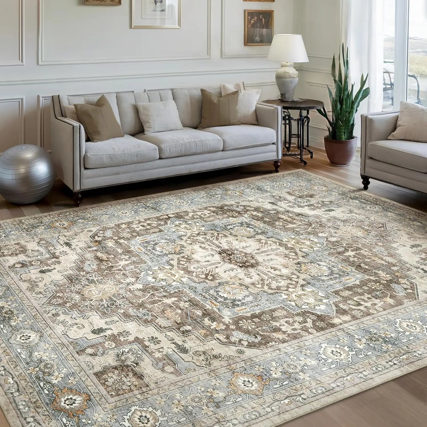 Beige and Taupe Persian-Style Rug