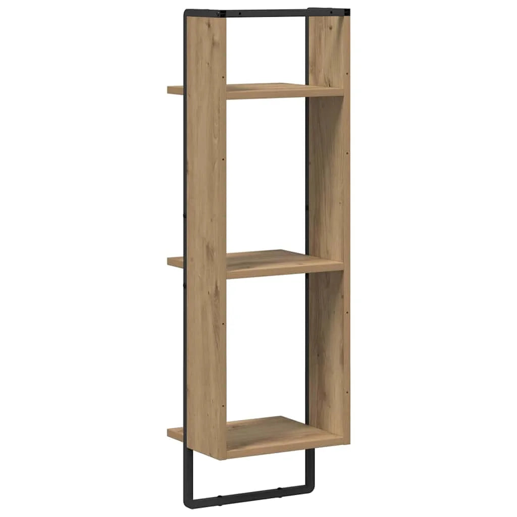 3-Tier Wood & Metal Wall Shelf
