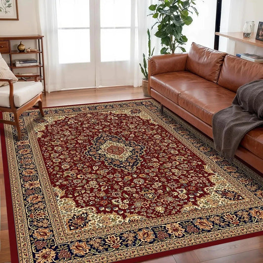 Burgundy Vintage-Style Boho Rug