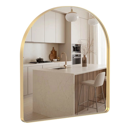 Ribbed Metal Arched Wall Mirror