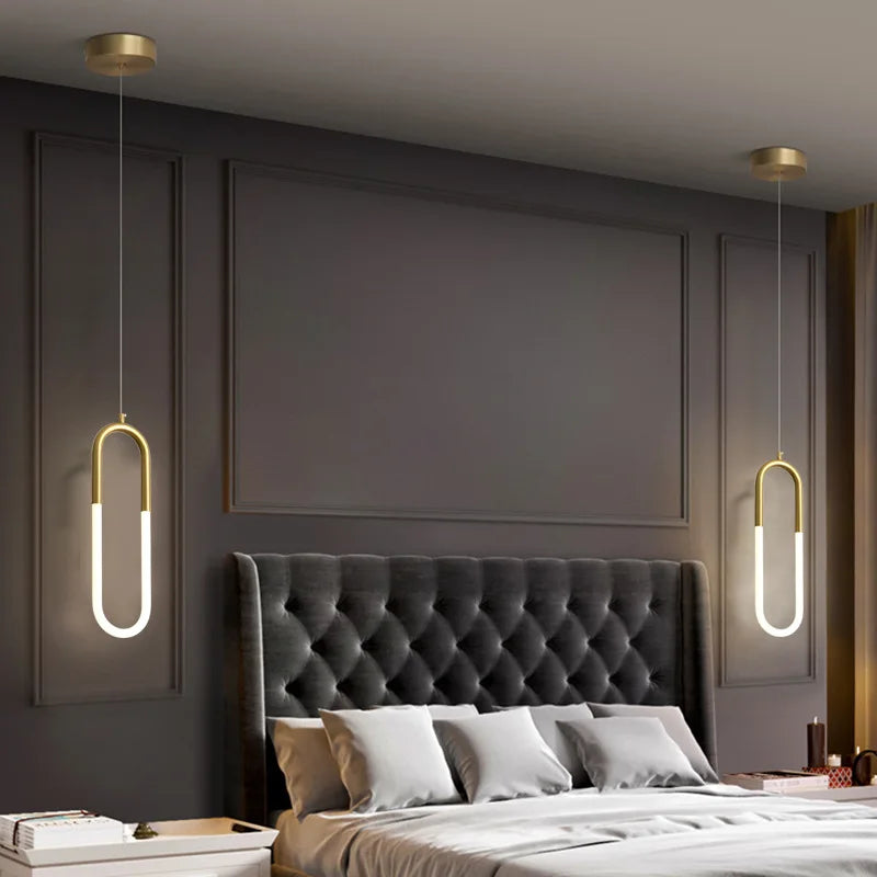 U-Shaped Brass Tube Pendant Light