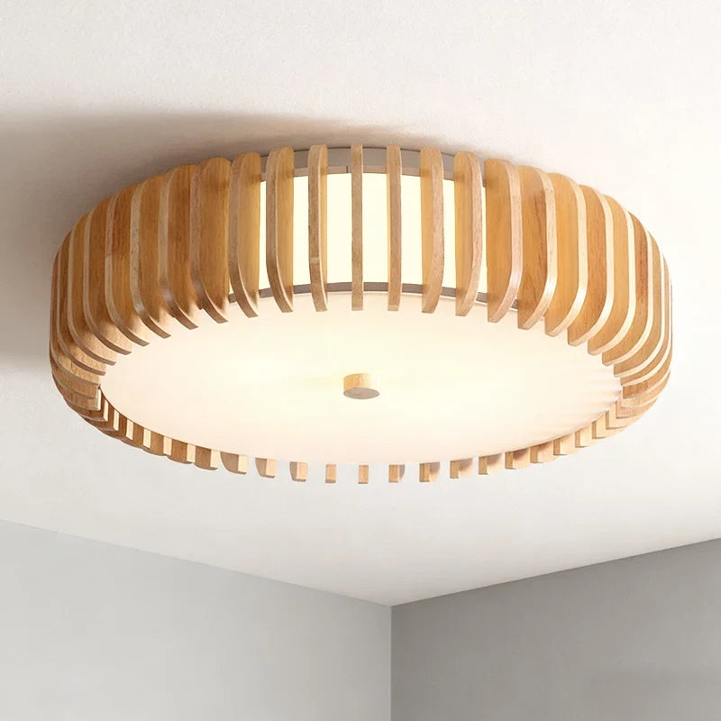 Japanese-Style Wood and Acrylic Ceiling Light
