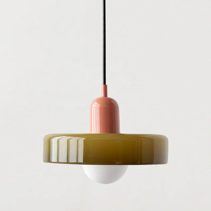 Retro Bauhaus Glass Disc Pendant Light