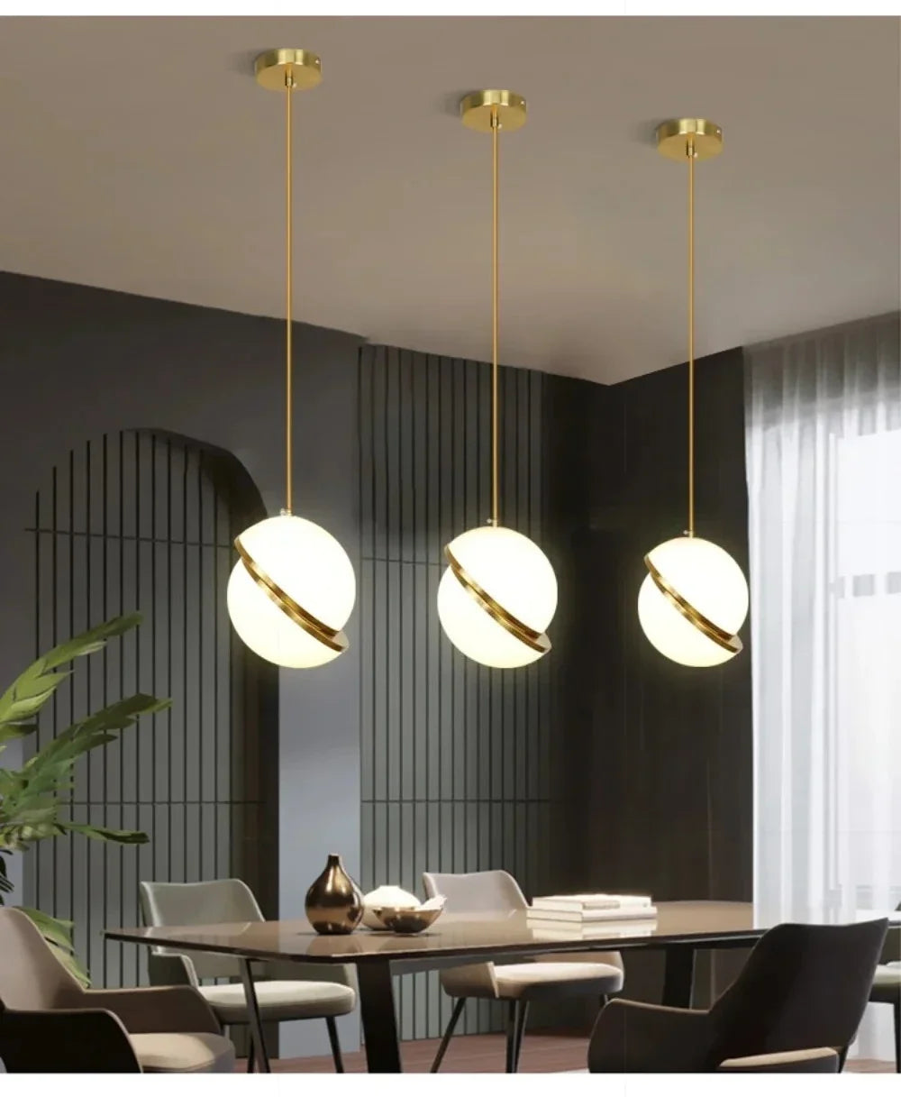 Nordic-Style Spherical Copper Pendant Light