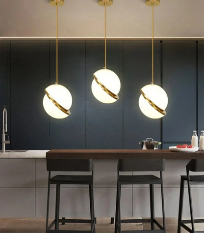 Nordic-Style Spherical Copper Pendant Light