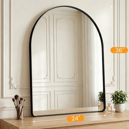 Ribbed Metal Arched Wall Mirror