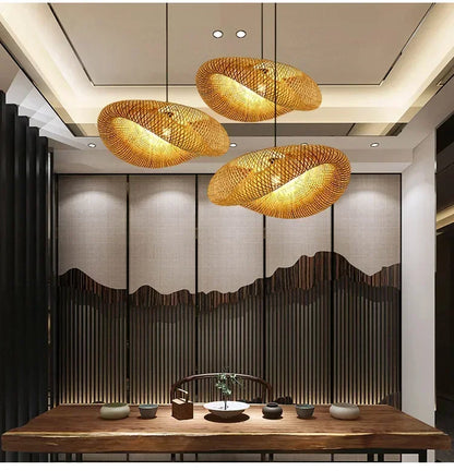Vintage Twisted Woven Bamboo Pendant Light